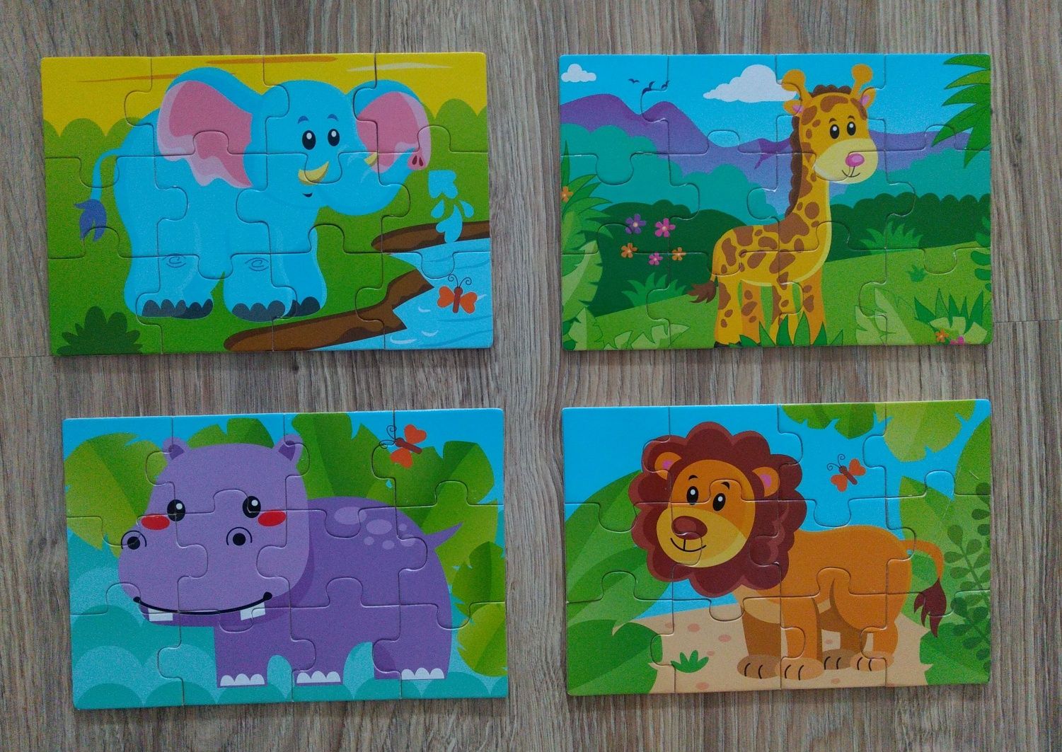 Puzzle drewniane zwierzęta 12 elementów