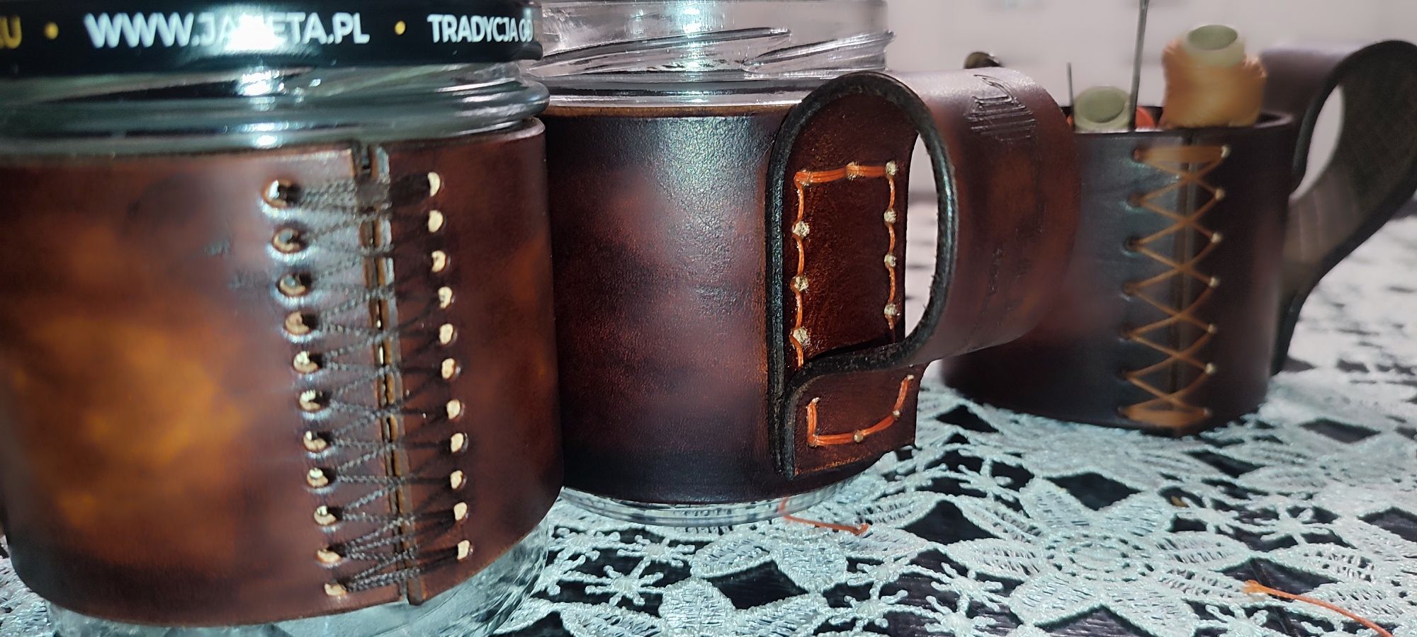 Kubek Bushcraft w stylu retro (skóra) leatherwork
