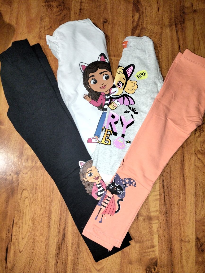Bluzki legginsy r. 116 zestaw 4 szt
