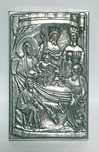 Placa em prata portuguesa -  imagem da Sagrada Familia e os Reis Magos
