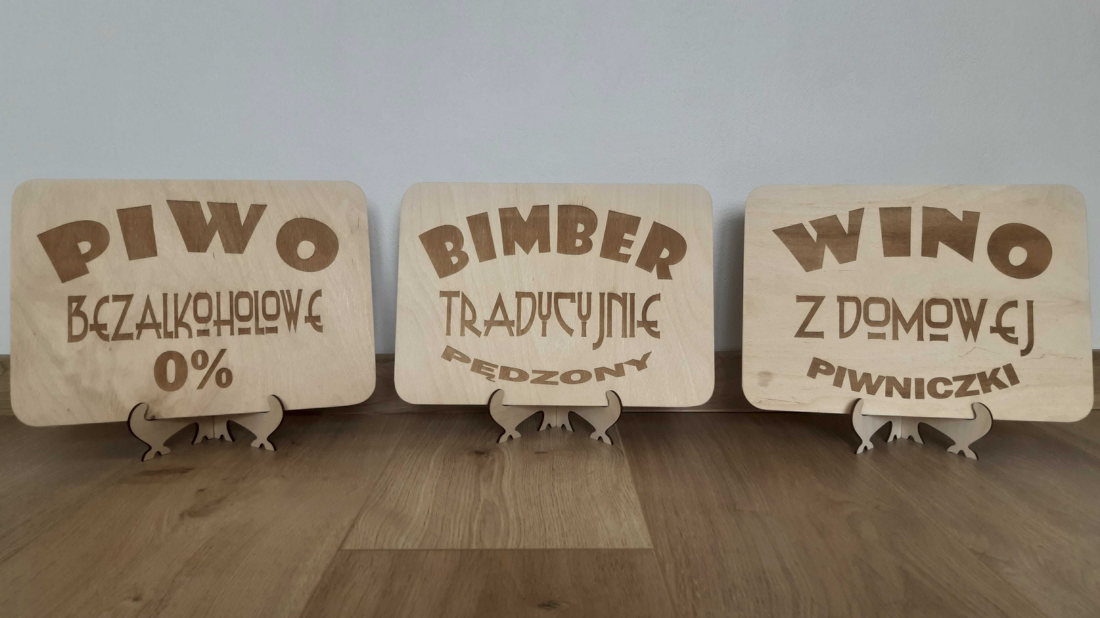 Tabliczki weselne: Wino, Bimber, Piwo bezalkoholowe