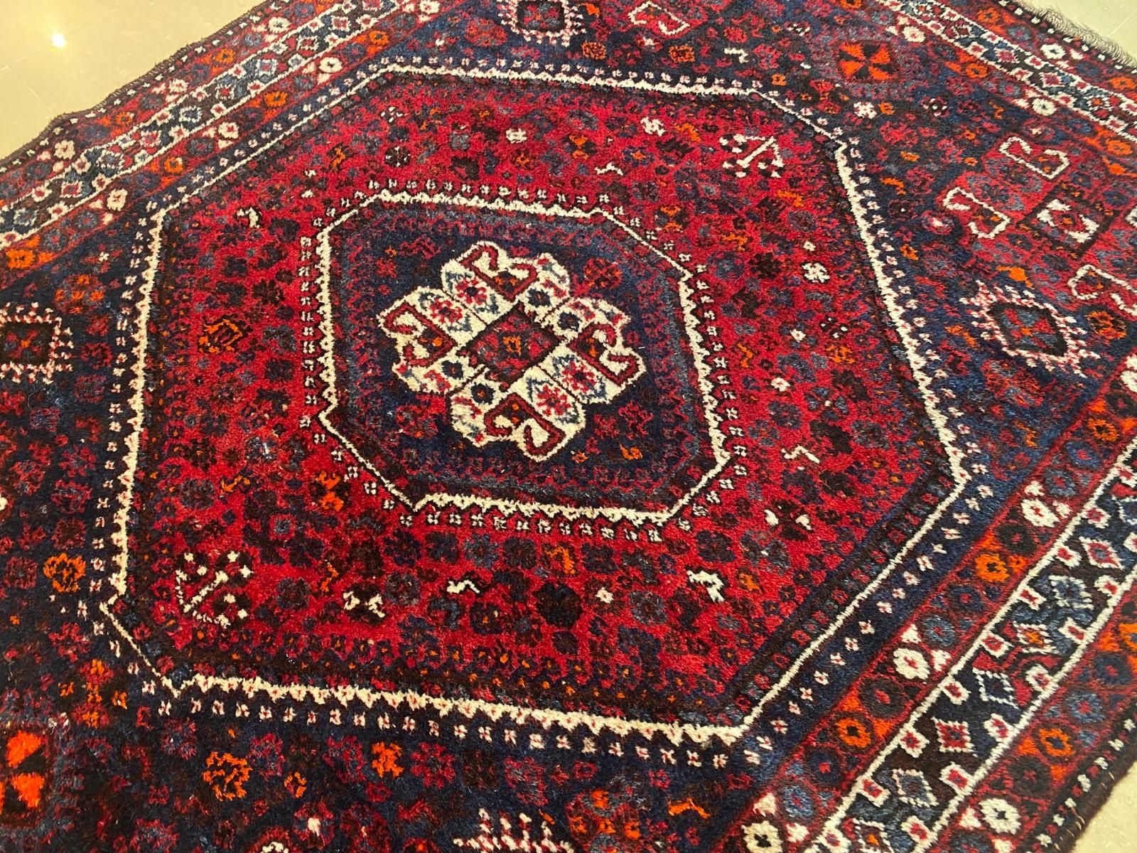 Antyk - Stary stu letni perski dywan Shiraz  212 # 156 - ręcznie tkany
