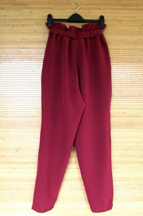 Літні стильні жіночі брюки з високою талією, бордові, 48 р L розмір