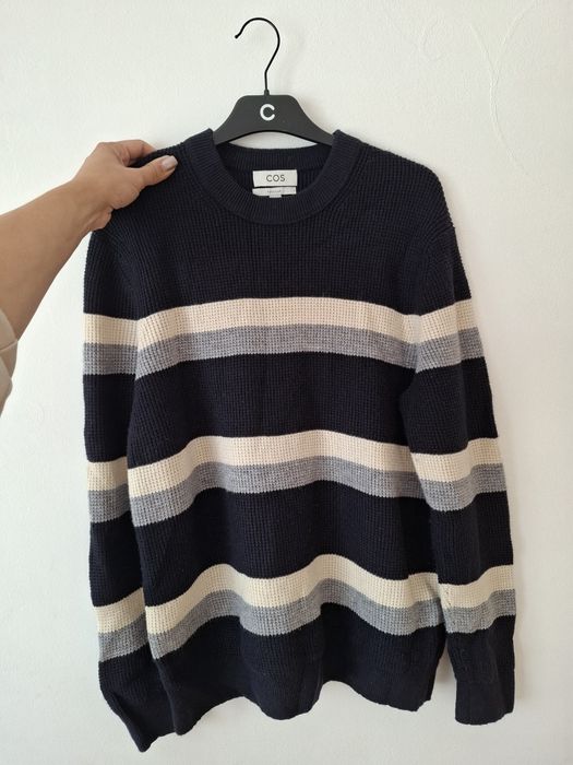 Sweter Męski Paski COS Wełna 55 % L