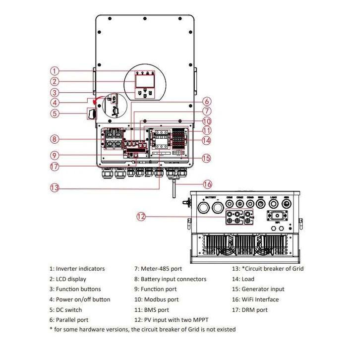 Гибридный инвертор Deye SUN-12K-SG04LP3 48В 2MPPT 3Ф 380В 12кВт