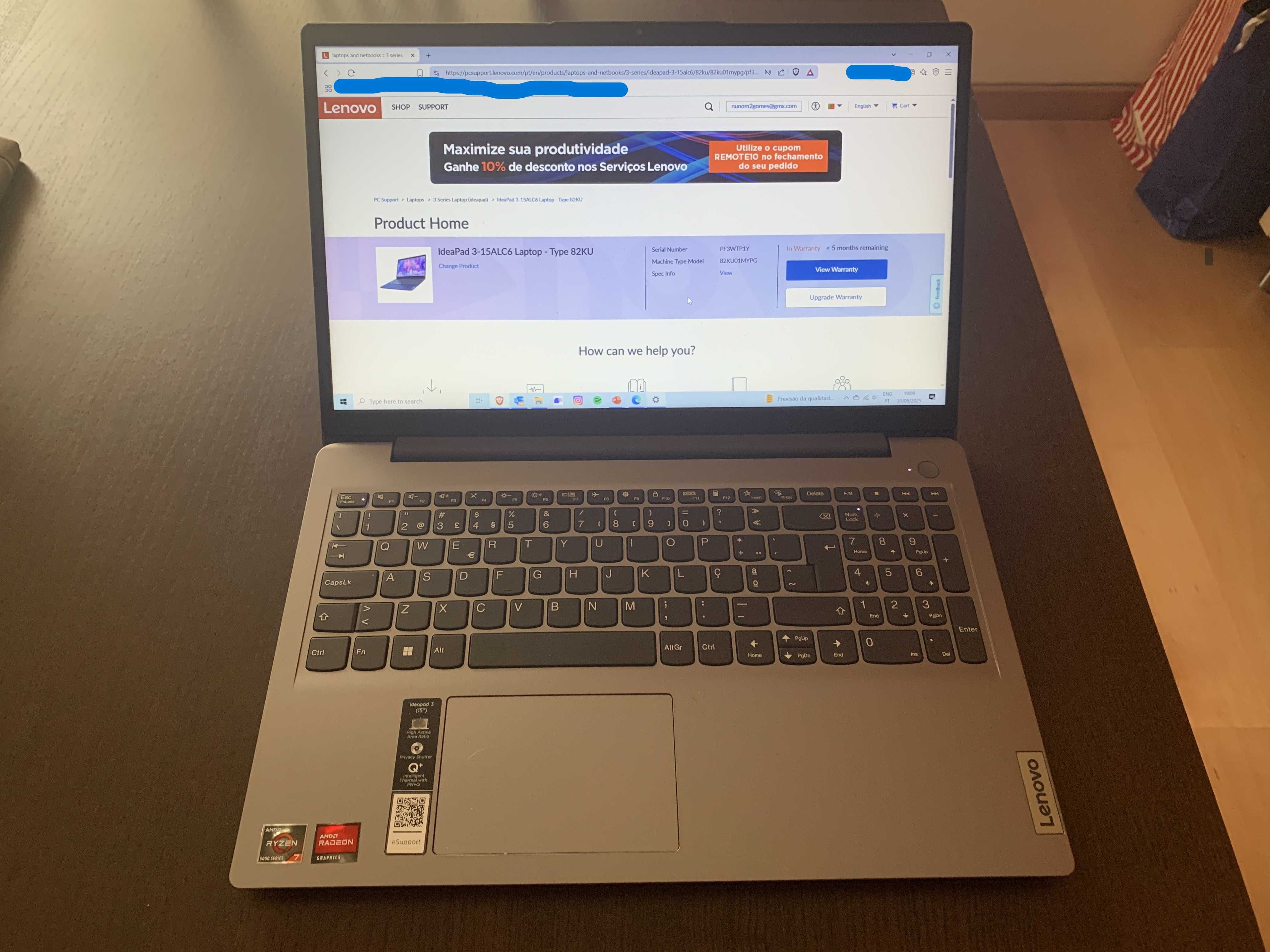 IdeaPad 3-15ALC6 Laptop,  com mala de transporte