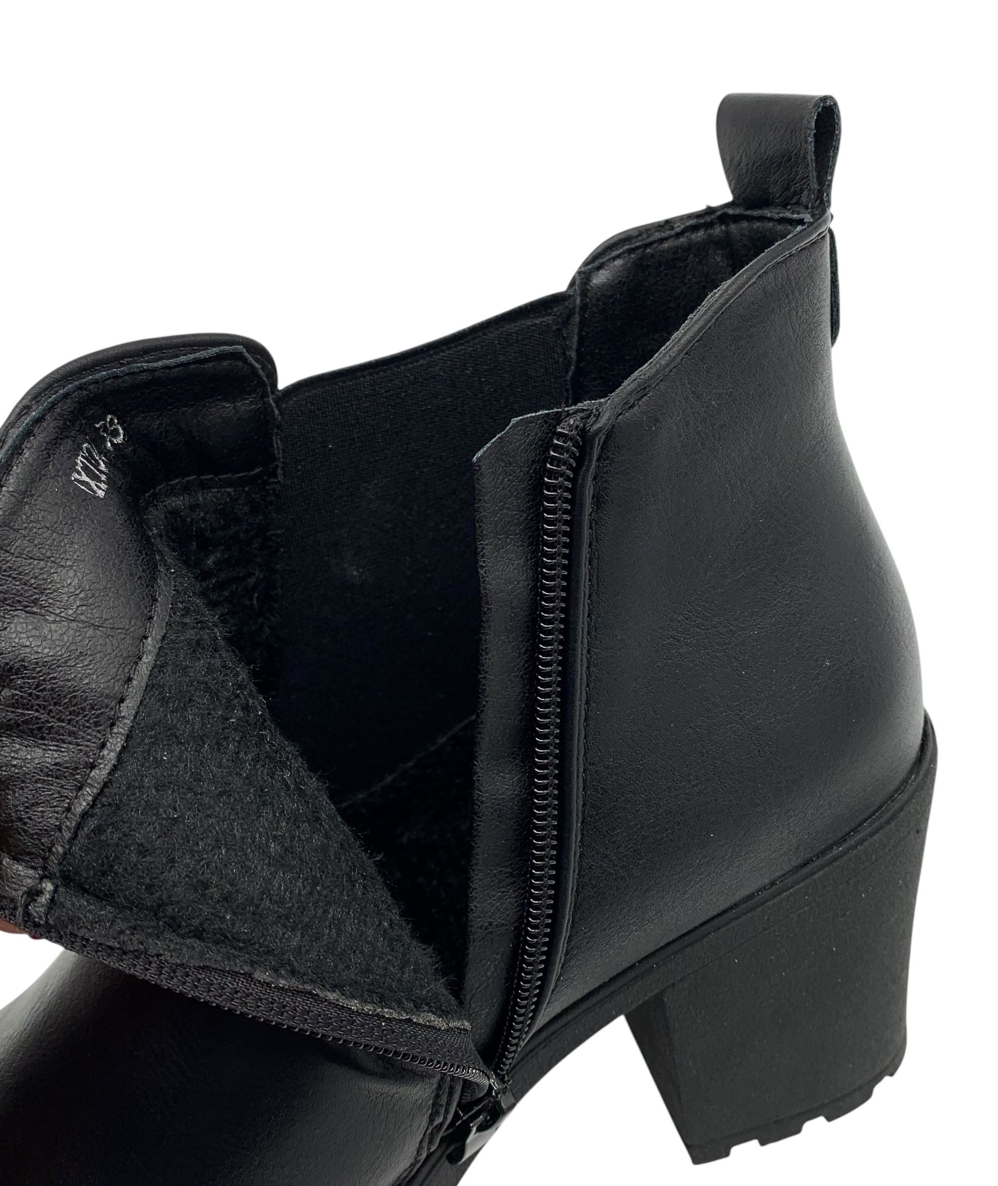 Buty botki damskie na słupku czarne 38 lekko ocieplane eleganckie