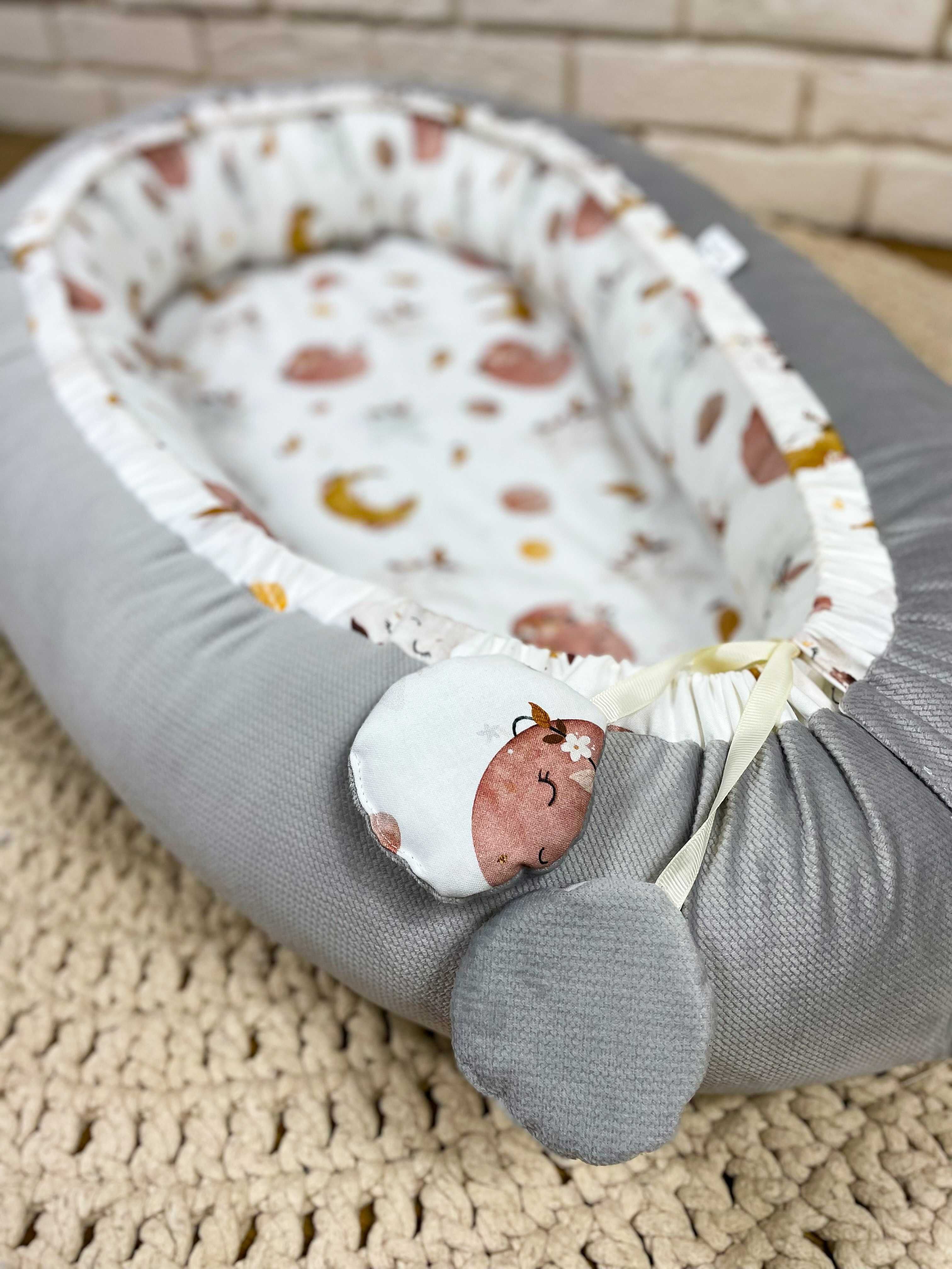 kokon niemowlęcy gniazdo niemowlęce bawełniane bawelna velvet haft