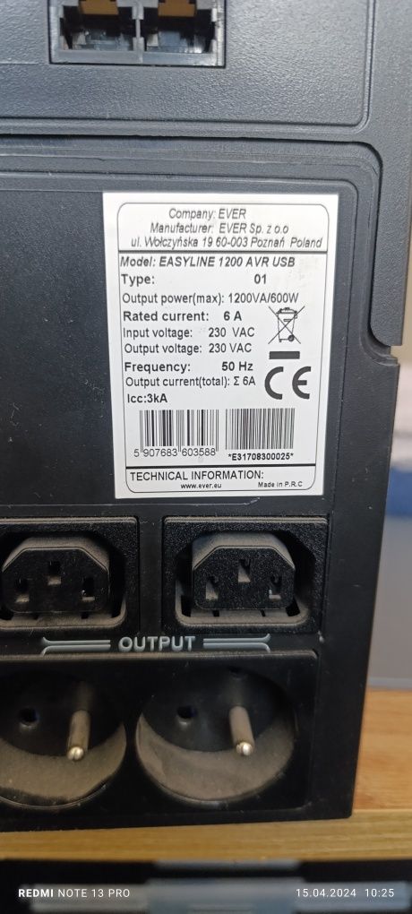 UPS Ever easyline 1200 avr USB 100% sprawny