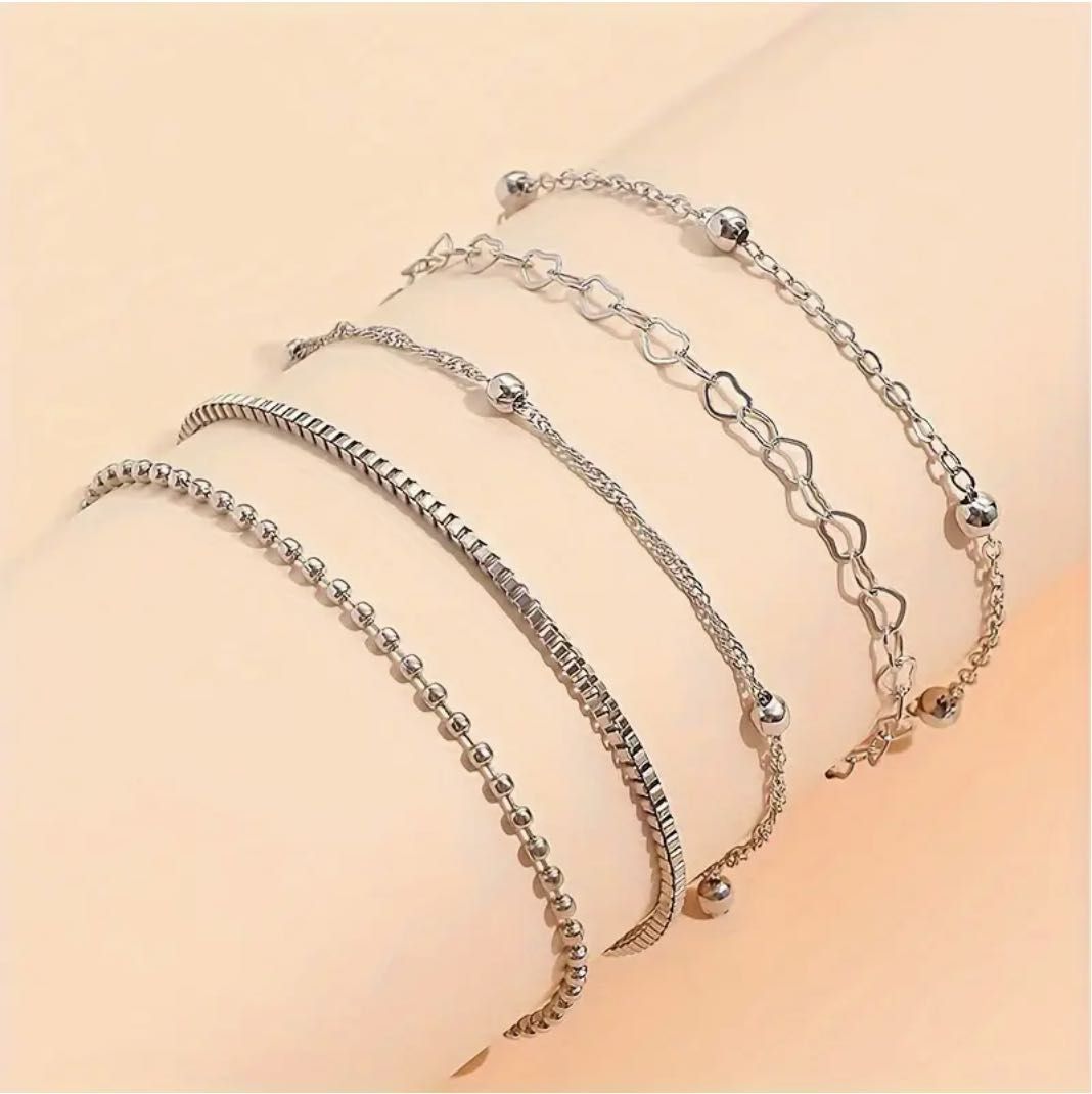 5 Pulseiras Prateadas NOVAS