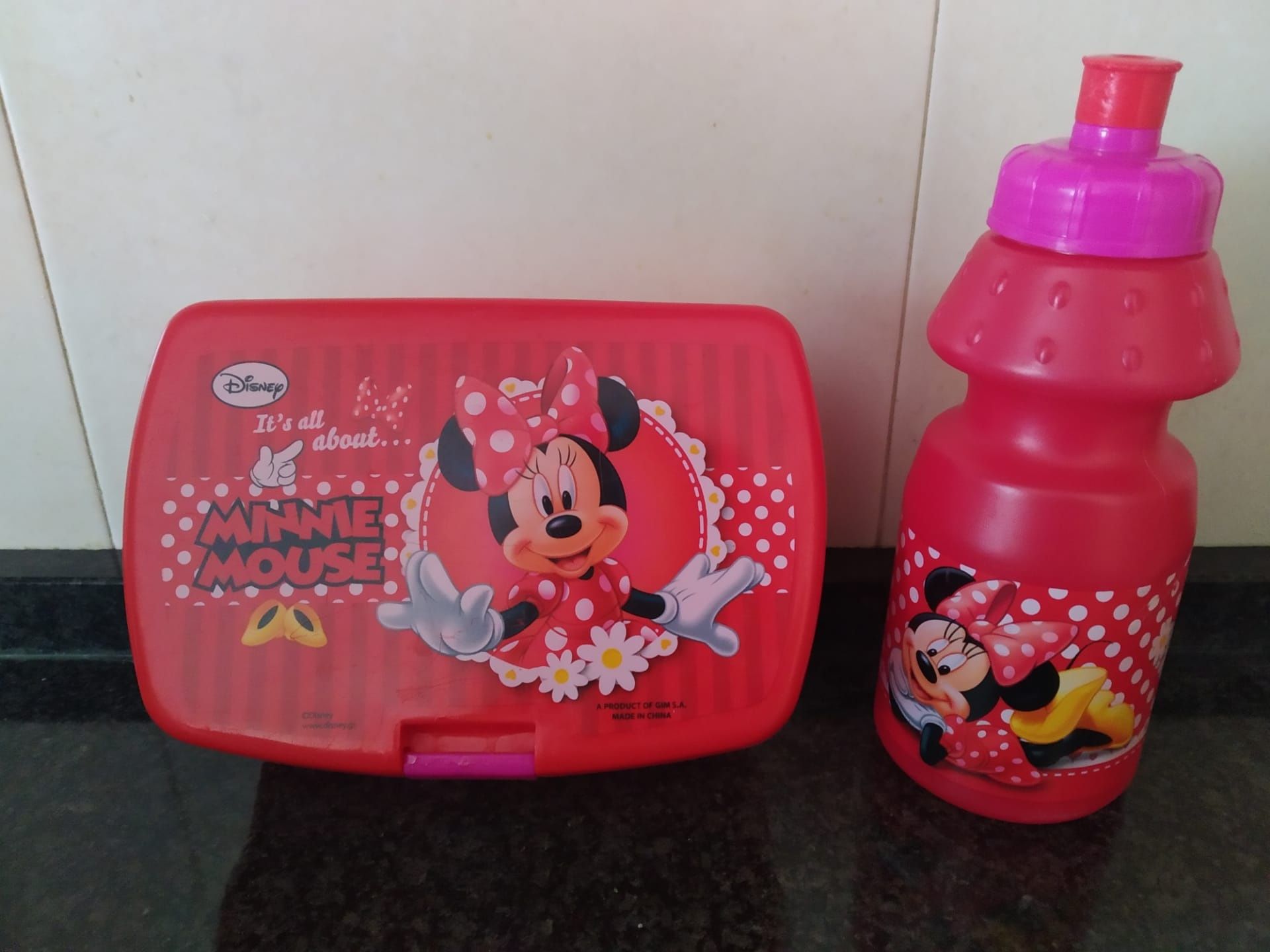 2 Lancheiras e 2 garrafas /copos de criança Minnie e Mickey