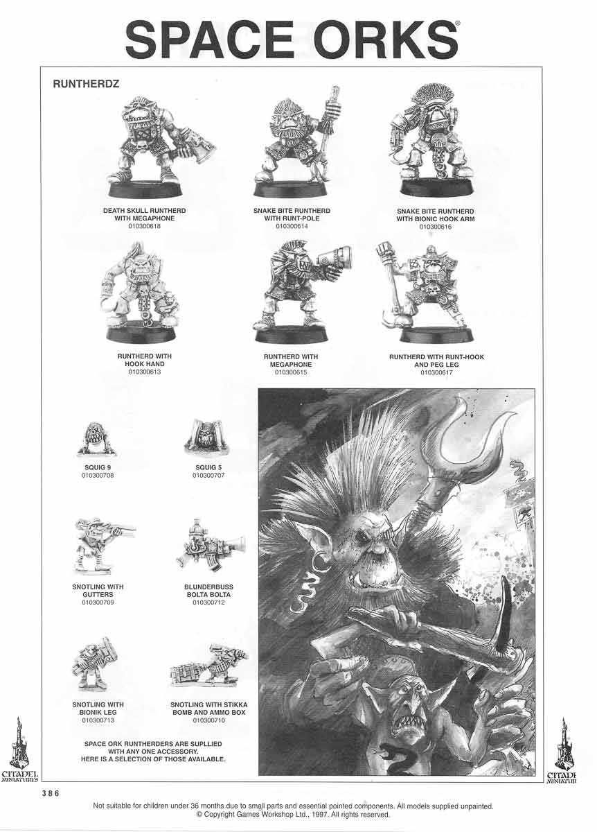 Warhammer 40k / Rogue Trader: Space Orks, Runtherdz 4, oldhammer