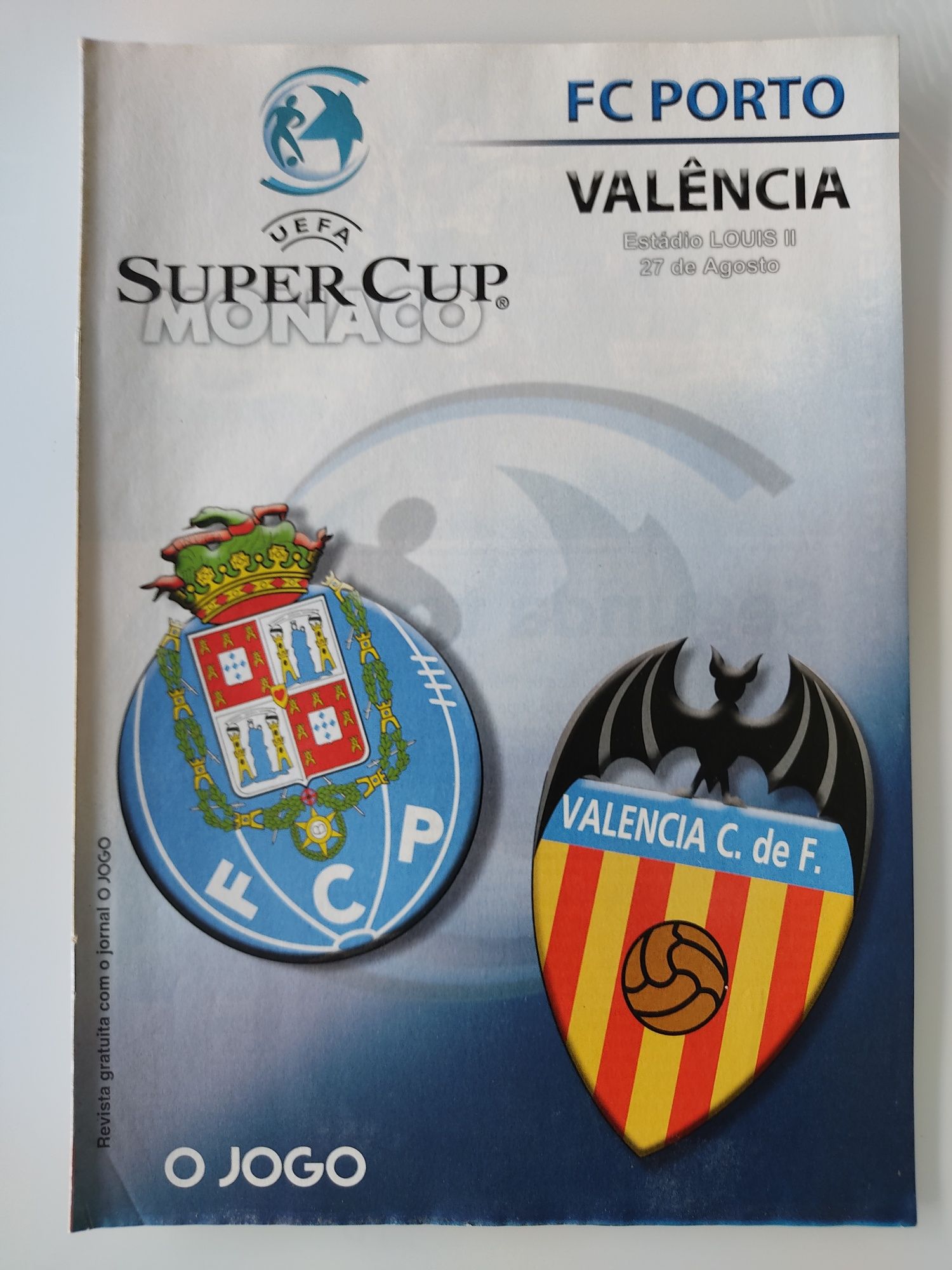 Programa do FC Porto Valencia Supertaça europeia 2004