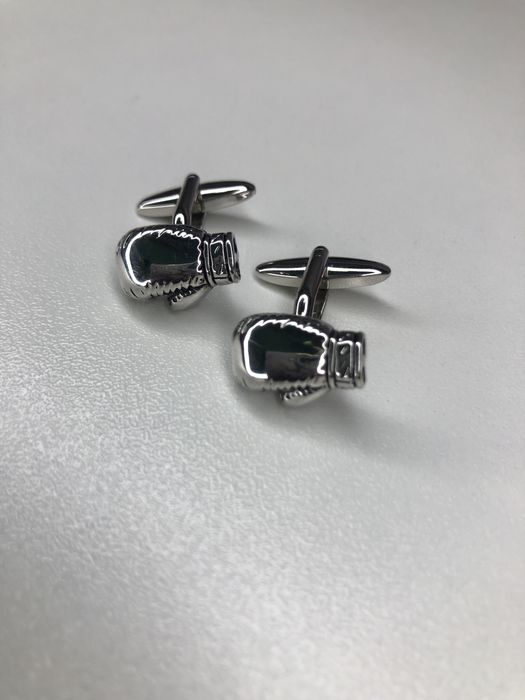 Запонки на рубашку в виде боксерских перчаток с родиевым покрытием
