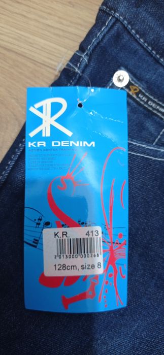 Nowe jeansowe spodnie ocieplane rozmiar 128