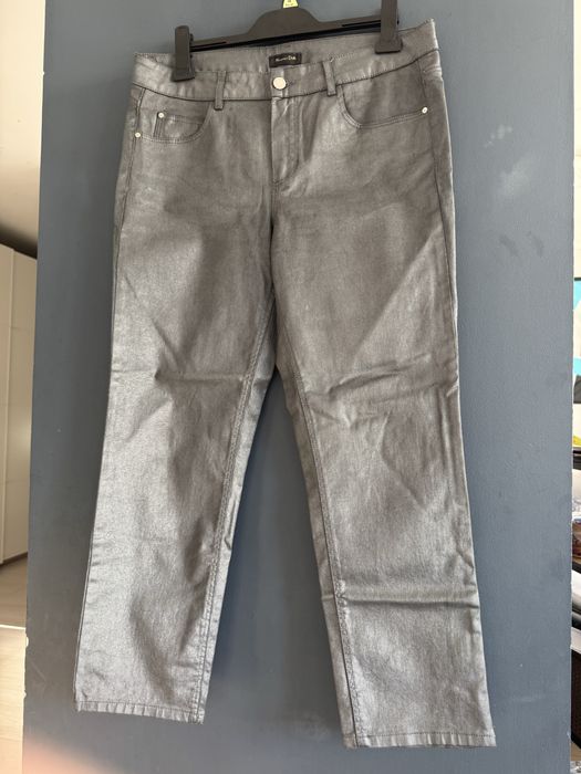 Spodnie Massimo Dutti woskowane metaliczne szare 42