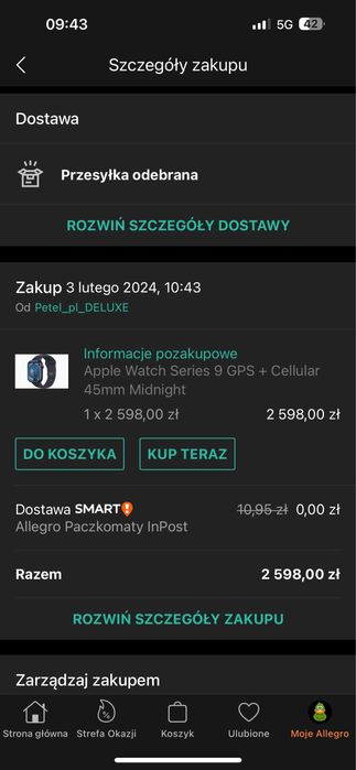 Zegarek Apple Watch serii 9 Celluar