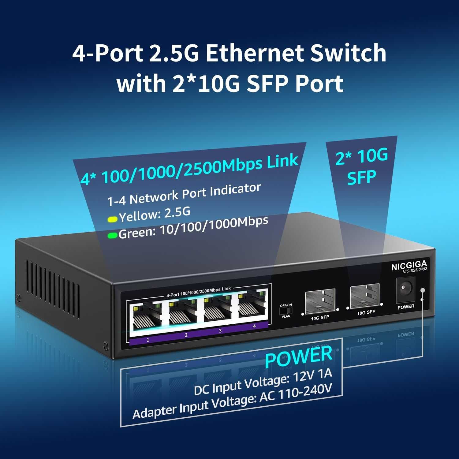 Przełącznik Ethernet 6-portowy NICGIGA