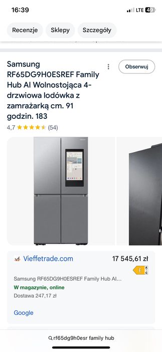 Samsung RF65DG9H0ESREF Family Hub AI 4-drzwiowa! Nowa!!! Outlet !