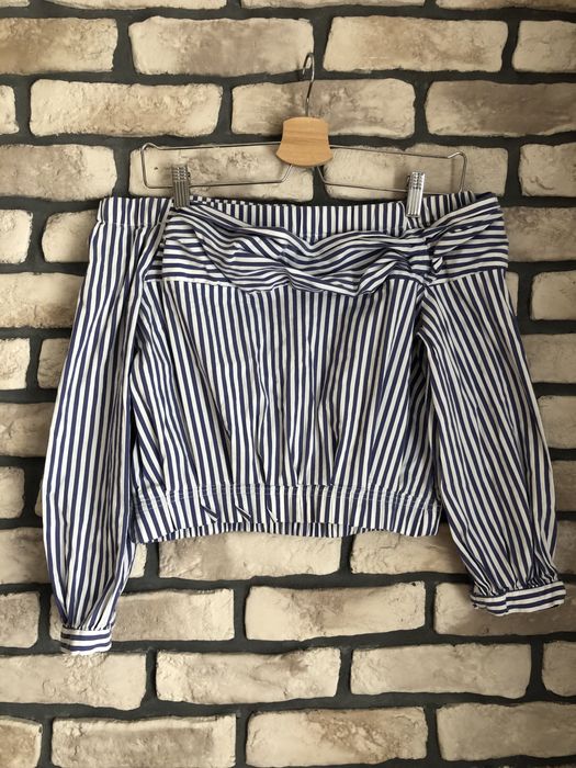 Hiszpanka zara m niebiesko biała bluzka zara 38