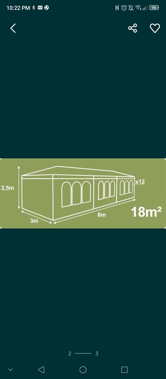 Pawilon ogrodowy namiot 6x3,  18m2