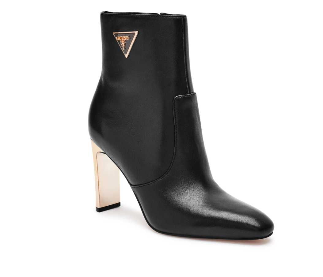 Guess Botki na obcasie Caitte FLDCAT LEA10 Czarne skórzane Premium R40