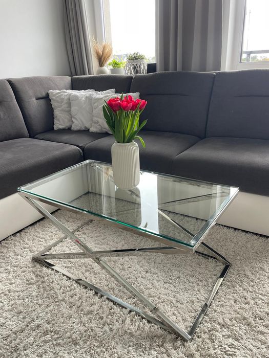 Stolik kawowy chromowany glamour