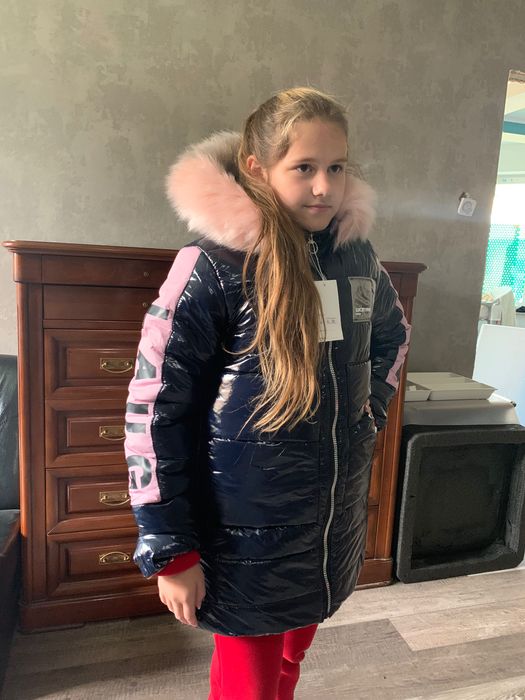 nowa kurtka zimowa z lakierowaną tkaniną dla dziewczynki