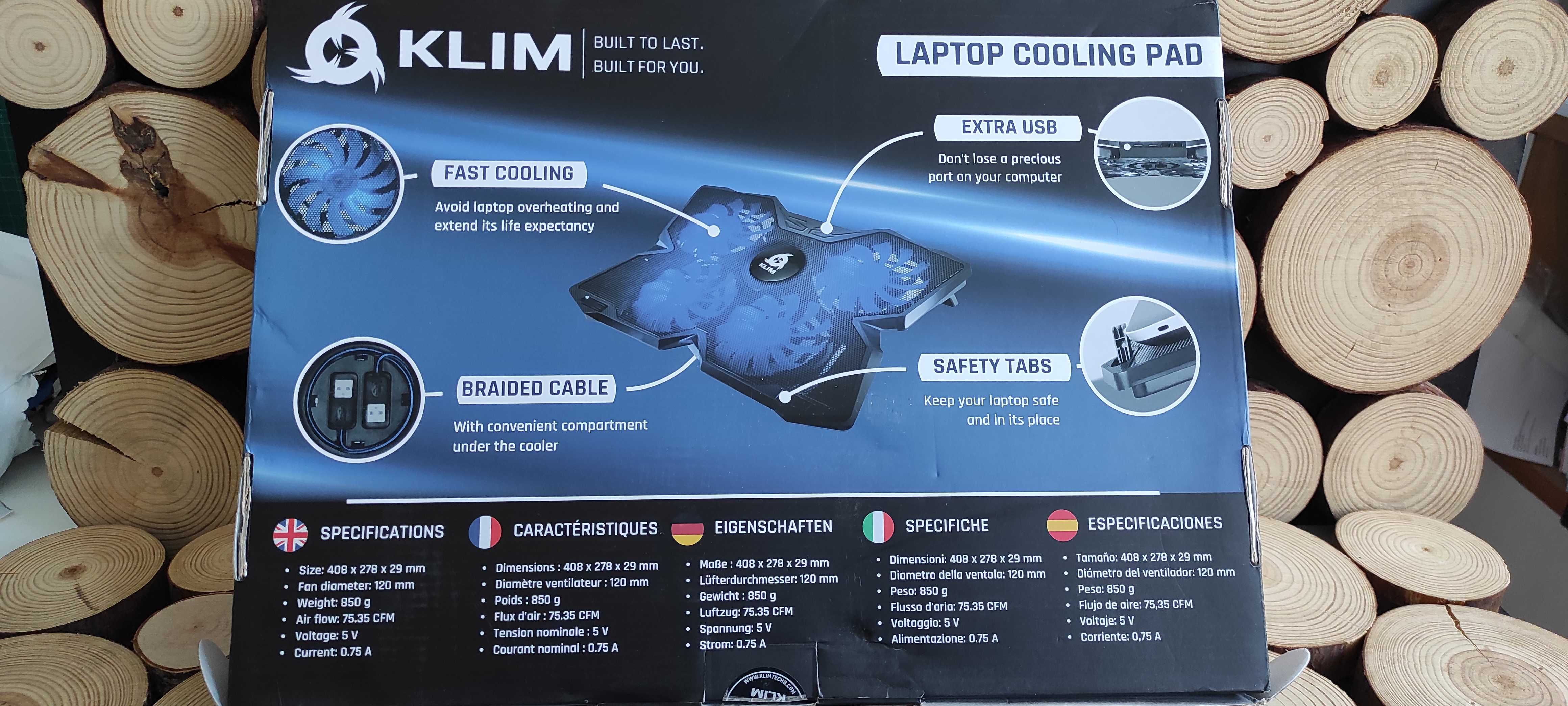 KLIM WIND Podstawka chłodząca do laptopa niebieska