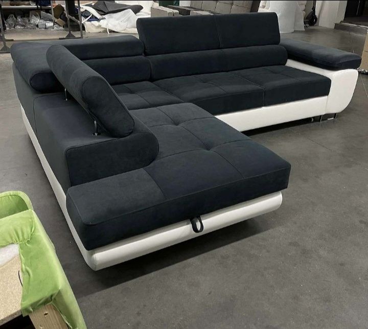 Narożnik Anton od Producenta Regulowane zagłówki Plecionka Velvet Sztr