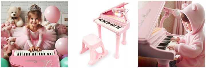 Pianino Organy Keyboard Dla Dzieci Krzesełko Mikrofon Nagrywanie Karao
