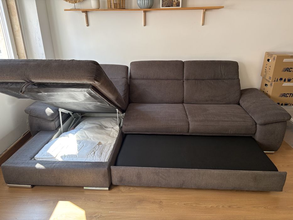 Sofá Chaise longue cama 4 lugares MORIS cor antracite