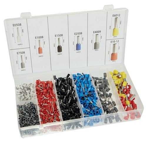 Zaciskarka do Tulejek Praska Kabli Końcówek Konektorów Zestaw 1200 szt