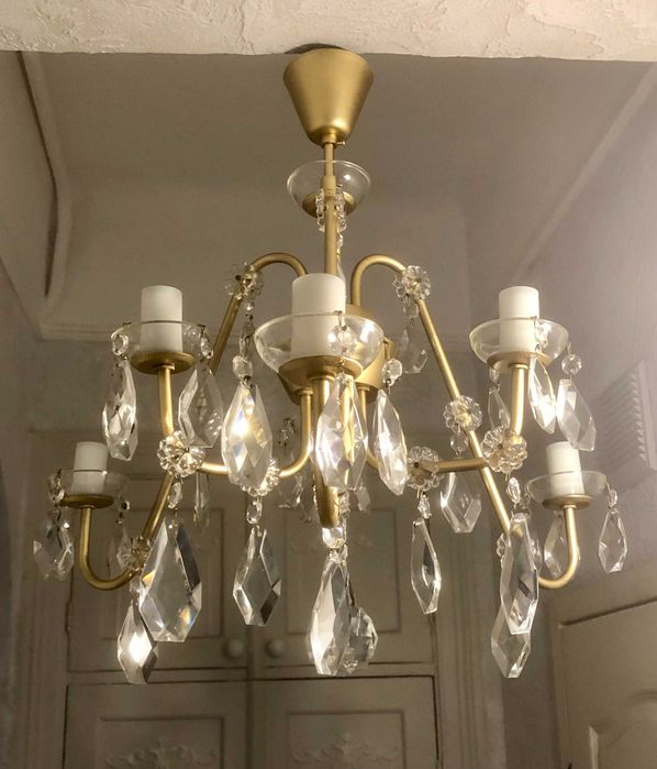 Винтажная люстра с хрустальными подвесками