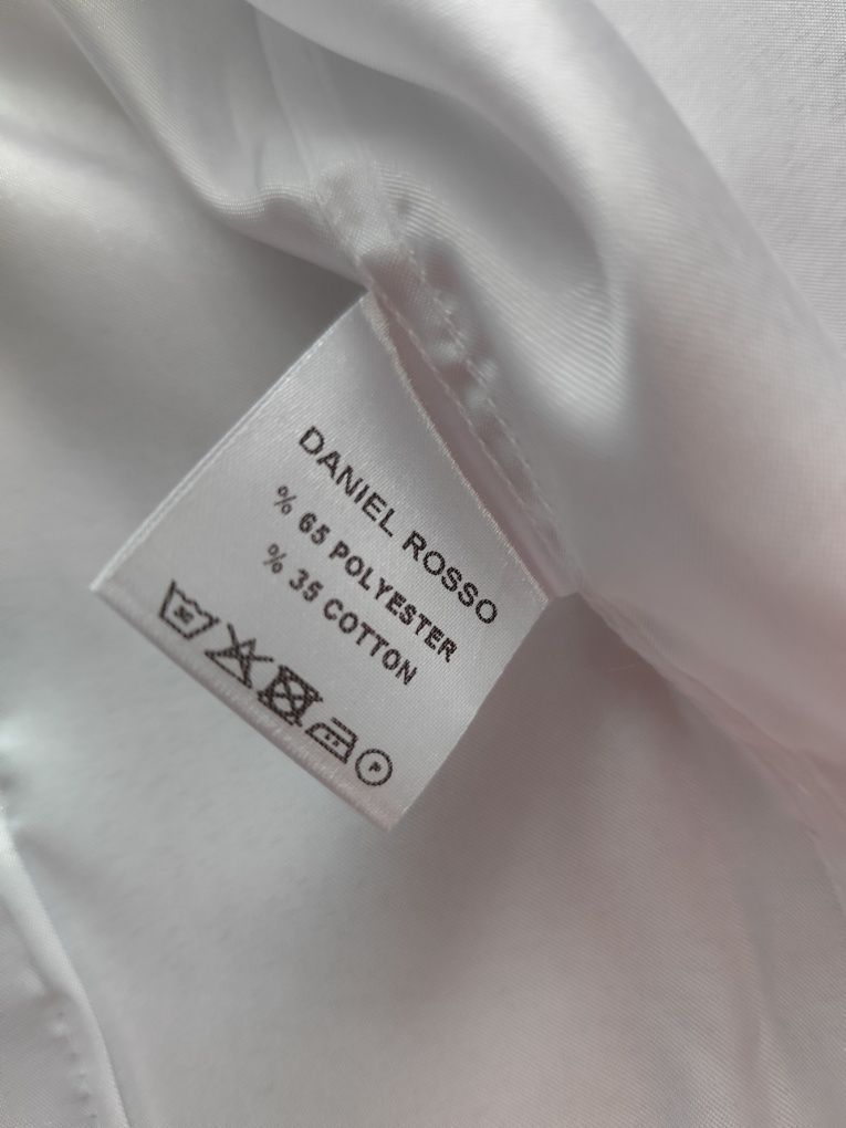 Satynowa koszula biała długi rękaw Daniel Rosso slim fit S