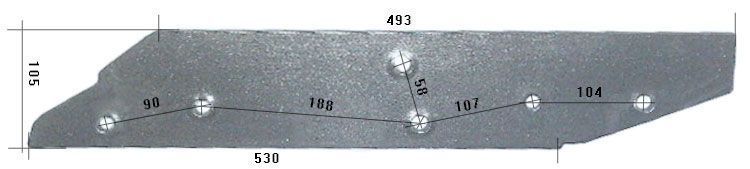 Płoza długa pługa Kuhn 6 otworów 278076/P 278077/L