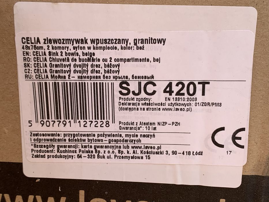 Nowy zlewozmywak granitowy dwukomorowy