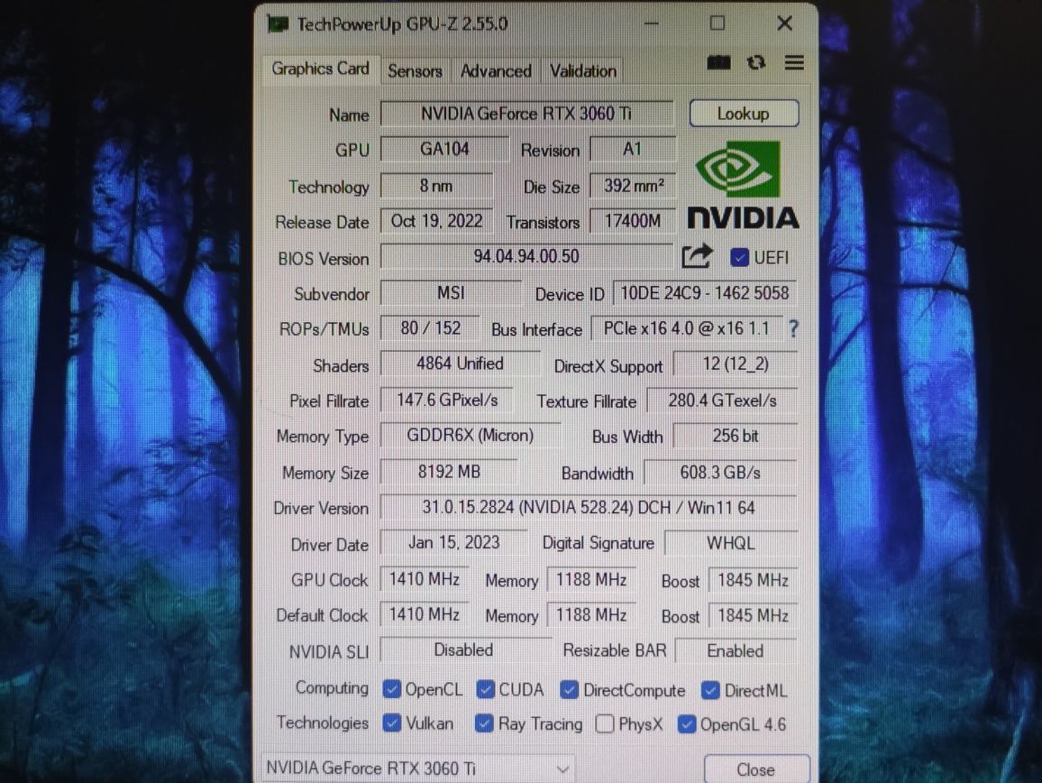 Відеокарта MSI GeForce RTX 3060 Ti GAMING X TRIO 8GD6X На гарантії