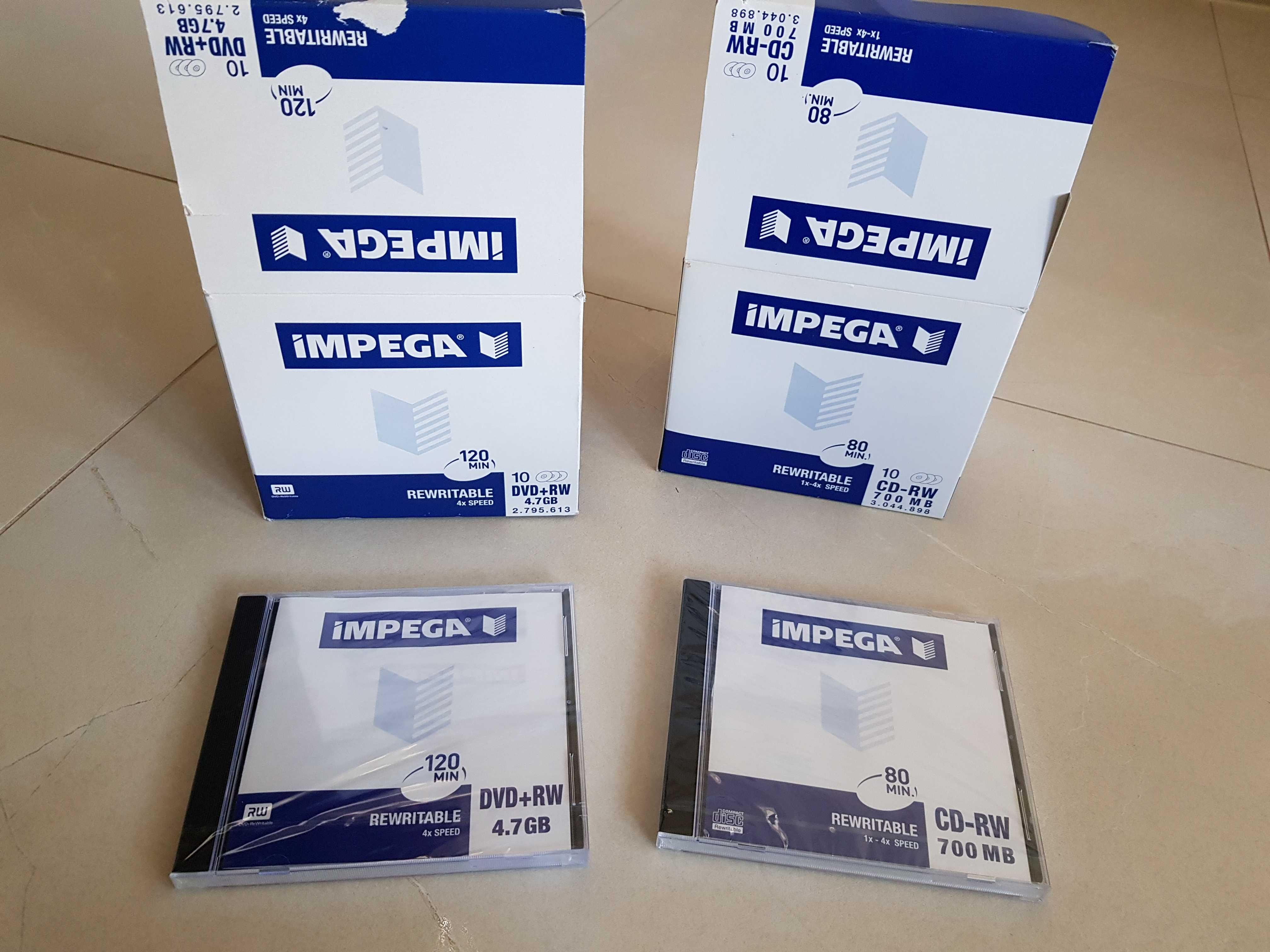 NOWE zafoliowane płyty wielokrotnego zapisu DVD+RW,   CD-RW