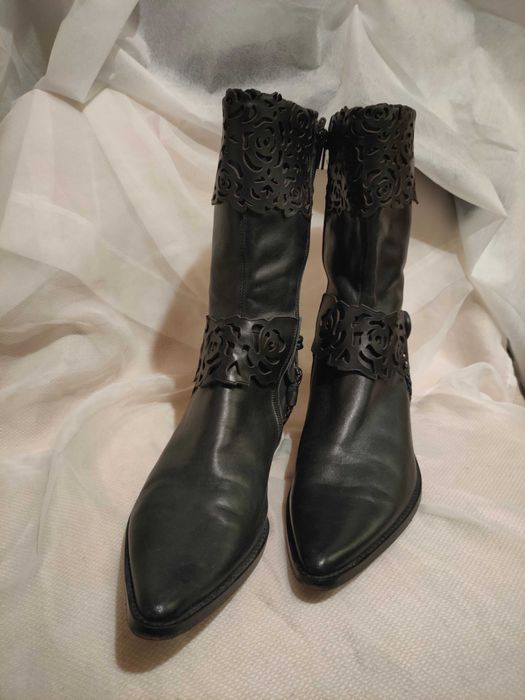 Черные кожаные женские ботильоны, размер 38
