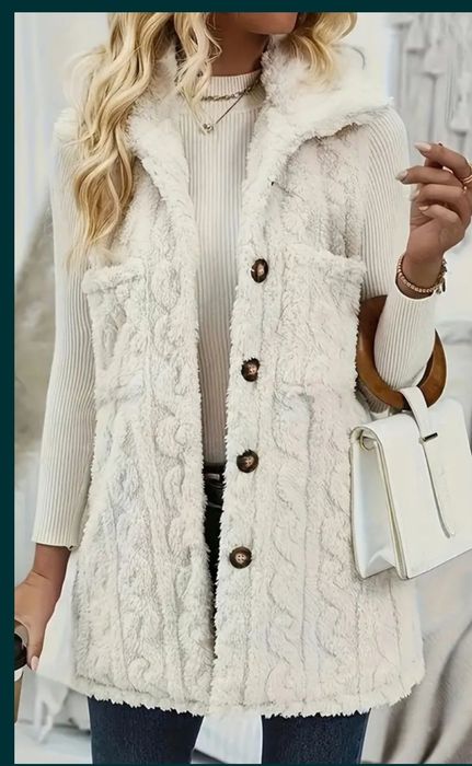 Kamizelka  kremowa teddy rozm 46