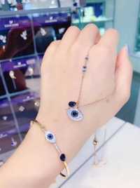 Swarovski Devil's Eye Crystal Necklace + Crystal Bracelet Set Necklace