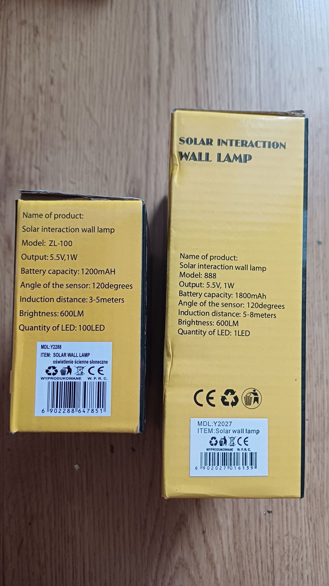 2 szt Lampek solarnych LED elewacyjnych  kinkiety z czujnikiem ruchu i