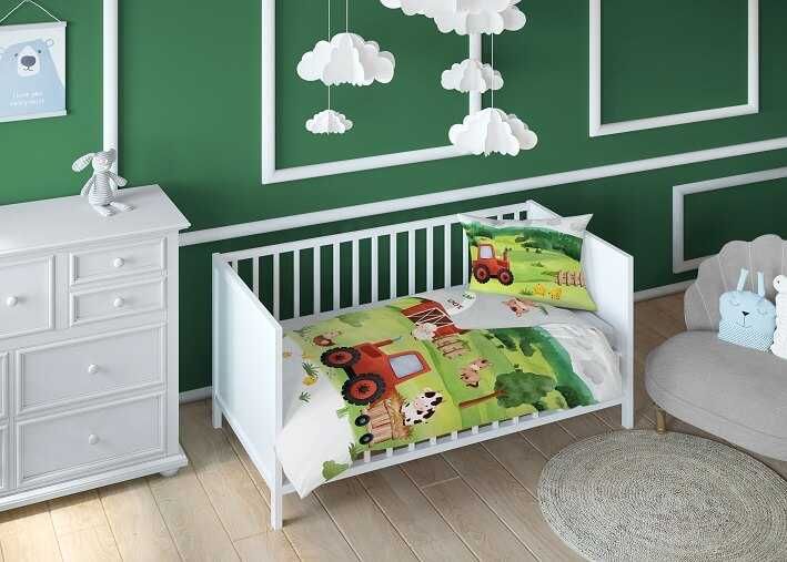 Pościel bawełniana KOMPLET DO ŁÓZECZKA Farma 90 x 120 Dla chłopca