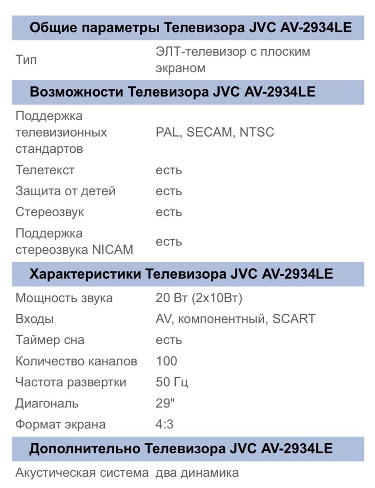 Телевізор JVC AV-2934LE