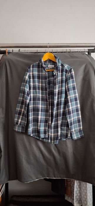 Camisa xadrez azul e verde