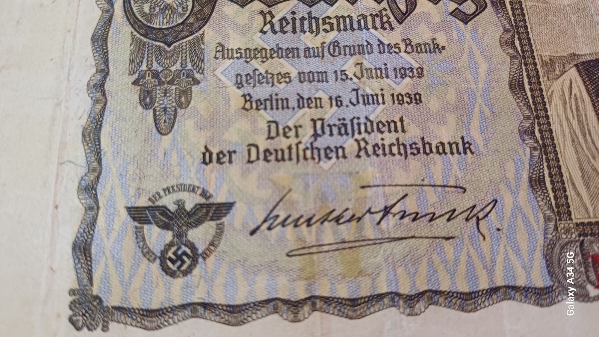 20 reichsmark 1939 ORIGINAL Alemanha nazi-suástica