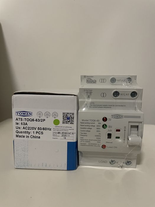 Автоматичний ввід резерву(АВР)TOMZN TOQ6-63A 2P
