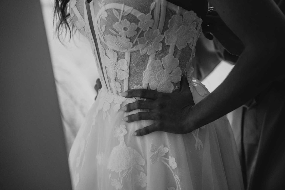 Suknia ślubna gorsetowa kwiaty 3D