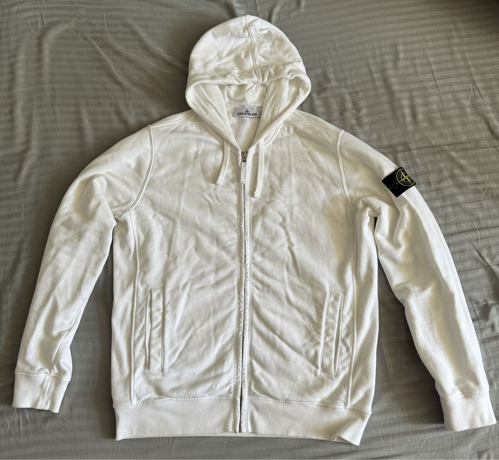 Stone Island біла худі на блискавці , Л (оригінал, майже нова)